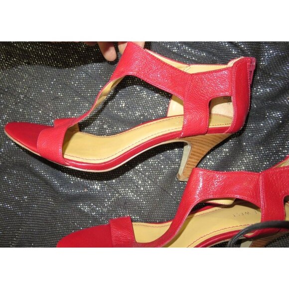 Nine West Red Leather Open Toe caged heels size 10 - Picture 5 of 12